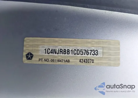 2012 Jeep Patriot Sport z USA, uszkodzony, nr VIN 1C4NJRBB1CD576733